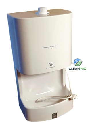 Automatyczny dozownik środka dezynfekującego do rąk – zasilany elektrycznie