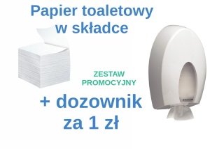 Zestaw promocyjny Papier toaletowy w składce 2 warstwy celuloza A'9000 - 22104 plus dozownik Aqua
