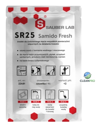 SR25 Samido Fresh – saszetka koncentrat Sauber Lab SR25 środek do codziennego mycia sanitariatów