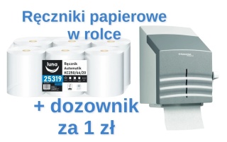 Zestaw promocyjny Ręcznik w rolce Automatik a'6 KC250/44/20 STD-line celuloza 2 warstwy | DGA 25319 plus dozownik Ripple 6963